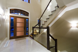 现代欧式风格三层平顶别墅大方简洁客厅室内楼梯设计图设计