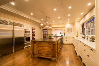 新古典风格三层小别墅梦幻家具开放式厨房吧台设计