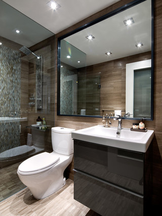 现代简约风格客厅酒店式公寓简单实用实木浴室柜图片