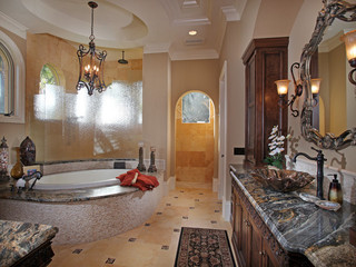地中海风格室内三层别墅及舒适品牌按摩浴缸效果图