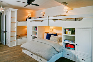 欧式风格三层半别墅浪漫卧室上下床效果图