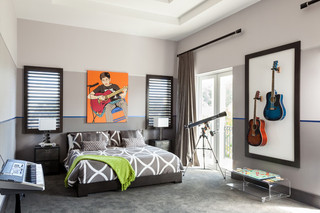 现代简约风格卧室单身公寓设计图唯美圆床卧室图片