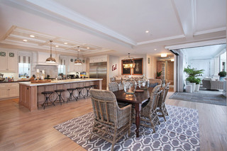 地中海风格卧室一层别墅及豪华厨房家庭餐桌效果图