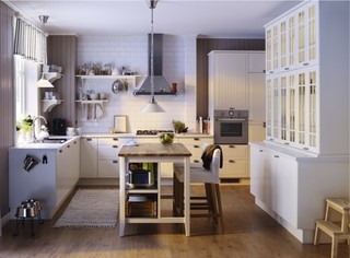 美式风格单身公寓厨房小清新白色客厅装修效果图