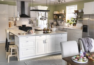 美式乡村风格单身公寓厨房舒适白色地毯装修效果图