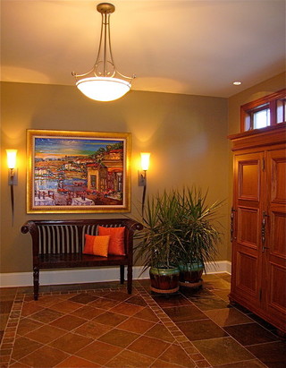 美式风格卧室一层别墅及客厅简洁暖色调设计图