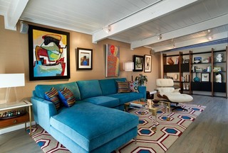 现代美式风格三层连体别墅艺术家具15平米客厅改造