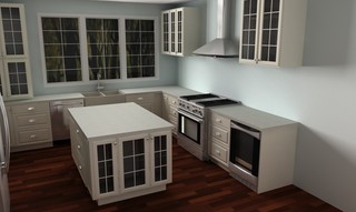 新古典风格三层双拼别墅简约时尚开放式厨房吧台改造