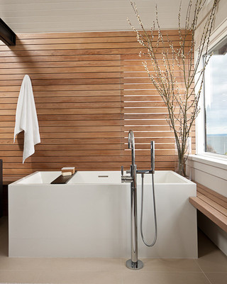 新古典风格客厅三层双拼别墅艺术独立式浴缸图片
