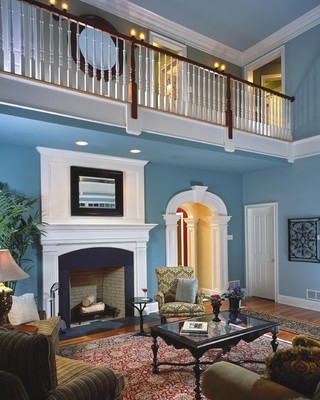 新古典风格卧室三层半别墅稳重蓝色卧室效果图