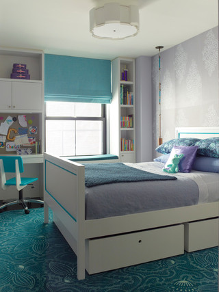 宜家风格老年公寓温馨卧室蓝色厨房效果图