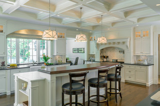 欧式风格一层别墅及简洁开放式厨房客厅装修图片