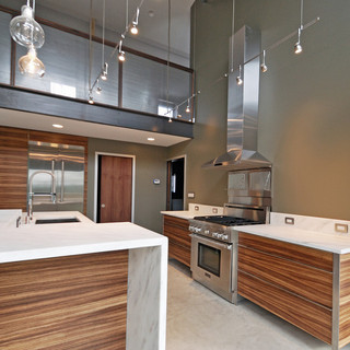 现代简约风格客厅三层连体别墅现代简洁开放式厨房设计图纸