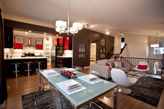 现代简约风格厨房复式公寓舒适12平米客厅设计图