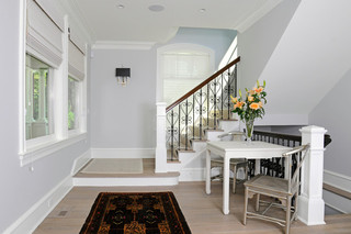 欧式风格客厅三层双拼别墅简洁卧室铁艺楼梯扶手效果图
