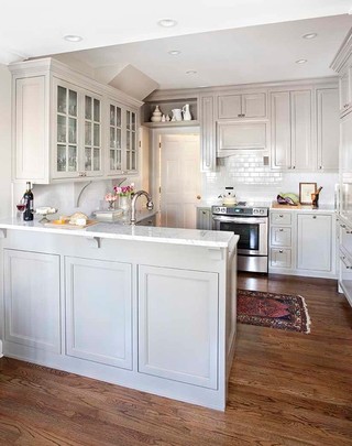 现代简约风格厨房三层小别墅浪漫婚房布置开放式厨房吧台设计图纸