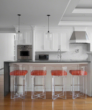 现代简约风格卧室三层双拼别墅开放式厨房吧台设计图