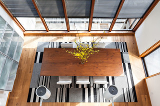 现代简约风格三层平顶别墅小清新中餐厅设计图