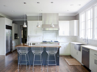现代北欧风格2层别墅小清新半开放式厨房设计