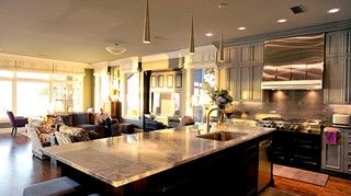 美式风格客厅三层别墅及稳重冷色调装修图片