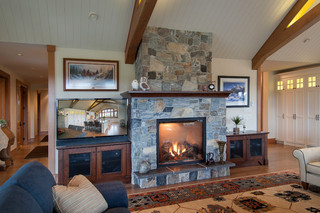 美式风格卧室三层小别墅简单温馨砖砌真火壁炉设计图效果图