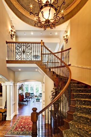 地中海风格一层别墅现代奢华别墅楼梯设计图效果图