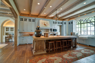 现代美式风格2层别墅唯美开放式厨房吧台设计图纸