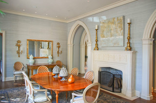 美式风格客厅3层别墅唯美实木餐桌图片