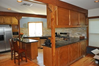 美式乡村风格一层半小别墅舒适半开放式厨房改造