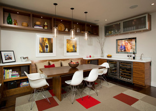 现代美式风格小公寓客厅简洁客厅与餐厅设计图