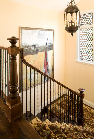 欧式风格卧室200平米别墅中式古典家具不锈钢楼梯扶手效果图