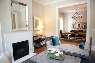 现代简约风格卧室三层独栋别墅客厅简洁壁炉效果图