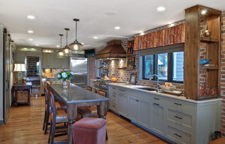 现代简约风格厨房一层别墅现代奢华家庭餐桌图片