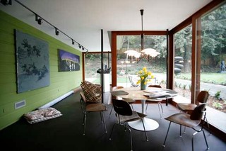 混搭风格单身公寓现代时尚客厅红木餐桌效果图