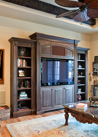 稳重原木色欧式开放式厨房家庭书柜图片