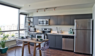 现代简约风格卧室单身公寓设计图简洁卧室小户型开放式厨房设计图