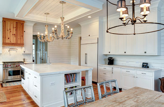 简约风格客厅白色室内开放式厨房最新水晶灯效果图