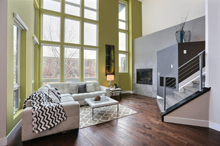现代简约风格单身公寓厨房时尚卧室装饰家装地板效果图