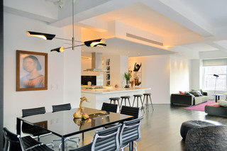 现代简约风格厨房老年公寓时尚家居装饰大理石餐桌效果图