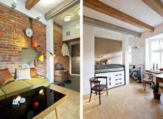 现代简约风格单身公寓简洁客厅装修图片
