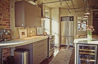 loft风格公寓艺术暖色调厨房装修图片