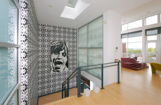 现代简约风格单身公寓厨房艺术客厅地板效果图