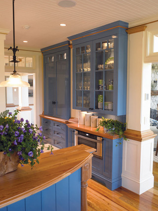 小清新蓝色厨房开放式厨房整体橱柜安装图