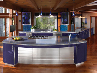 地中海风格室内稳重蓝色厨房开放式厨房客厅装修效果图