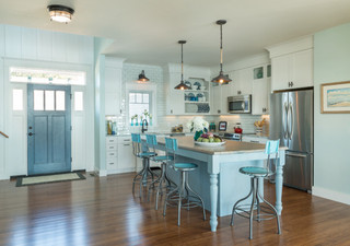 大户型客厅小清新绿色橱柜欧式开放式厨房装修图片