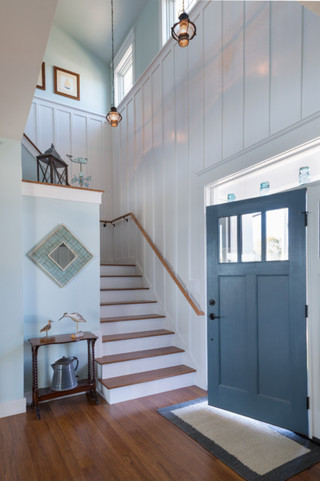 大户型客厅小清新绿色橱柜复式楼梯装修图片