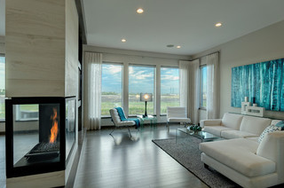 现代简约风格卧室复式温馨沙发背景墙装修效果图