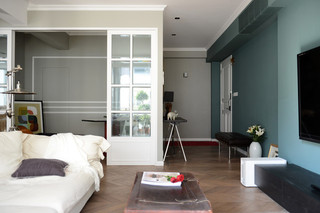 现代简约风格客厅2013别墅浪漫婚房布置蓝色卧室装修图片