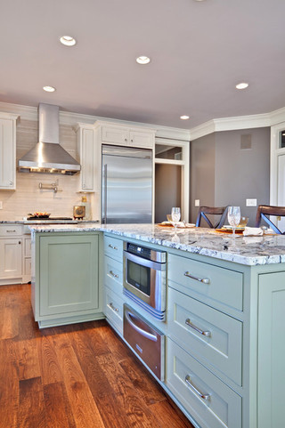 现代简约风格厨房唯美蓝色厨房富裕型装修效果图
