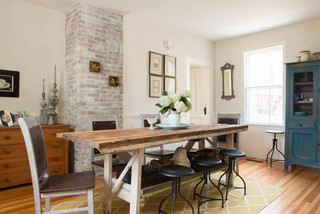 混搭风格客厅浪漫婚房布置富裕型实木餐桌效果图